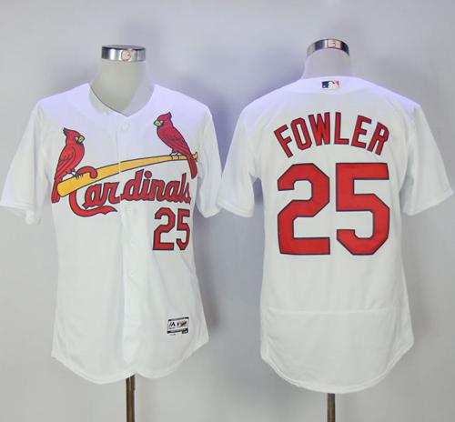 Cardinals #25 Dexter Fowler White Flexbase Authentic Collection Stitched MLB Jersey - Click Image to Close